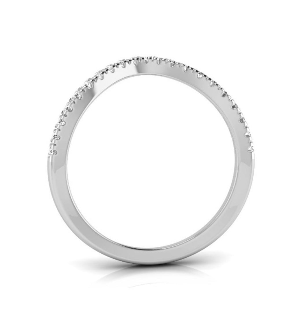 0.15Ct Curved Shape Half Eternity Lab-Grown Diamond Gold Band Ring