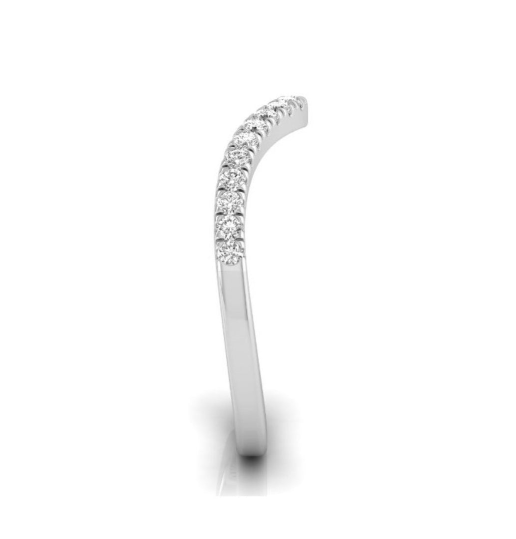 0.15Ct Curved Shape Half Eternity Lab-Grown Diamond Gold Band Ring