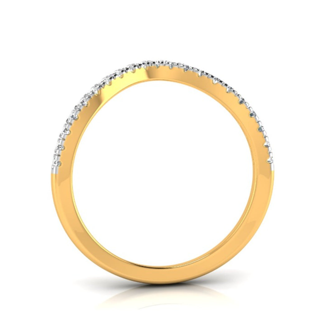 0.15Ct Curved Shape Half Eternity Lab-Grown Diamond Gold Band Ring