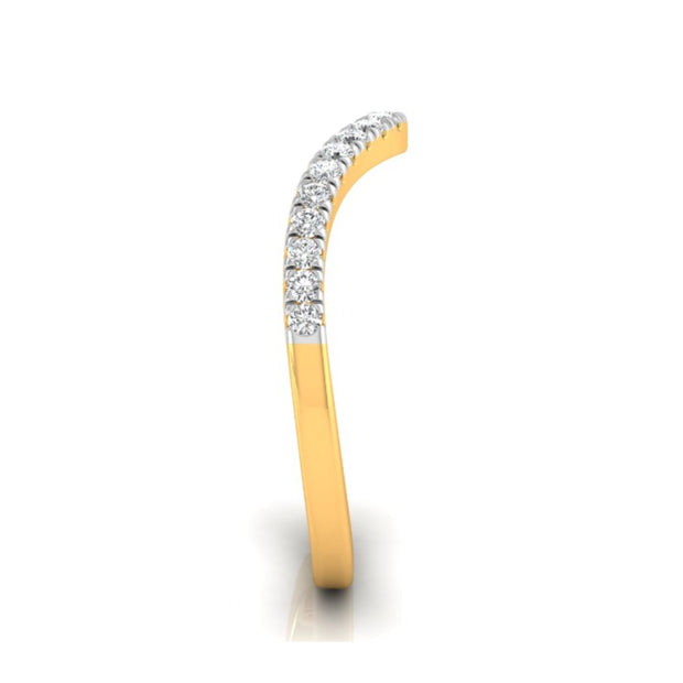 0.15Ct Curved Shape Half Eternity Lab-Grown Diamond Gold Band Ring