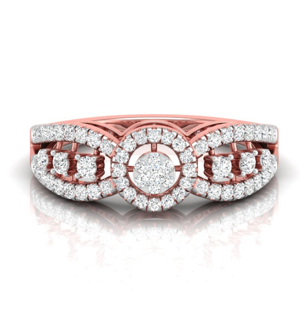 0.35Ct Cluster With Halo Lab-Grown Diamond Gold Ring
