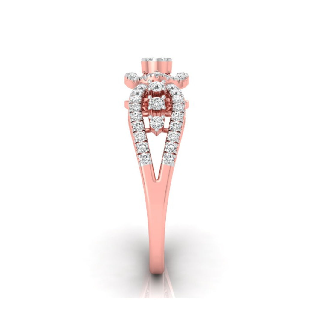 0.35Ct Cluster With Halo Lab-Grown Diamond Gold Ring