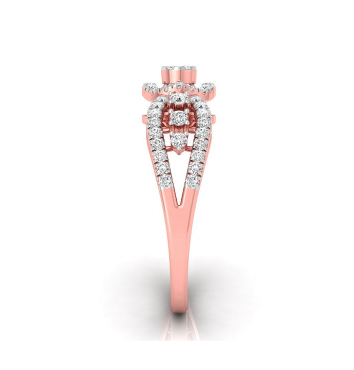 0.35Ct Cluster With Halo Lab-Grown Diamond Gold Ring