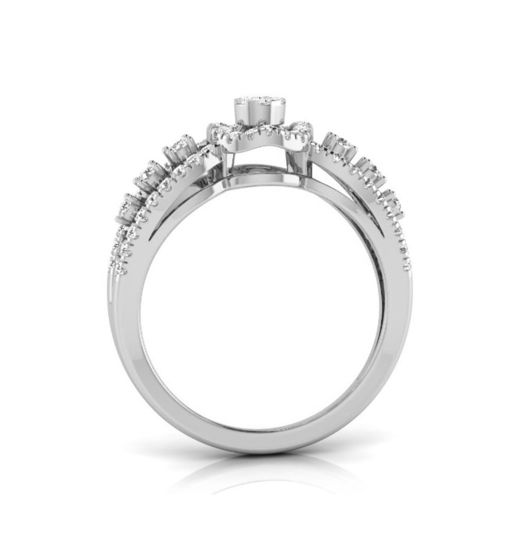 0.35Ct Cluster With Halo Lab-Grown Diamond Gold Ring