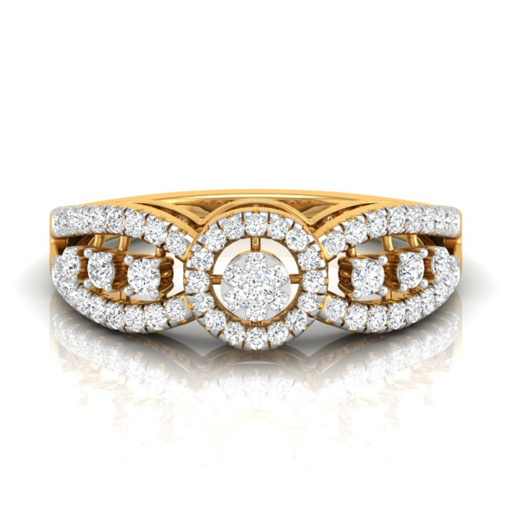0.35Ct Cluster With Halo Lab-Grown Diamond Gold Ring