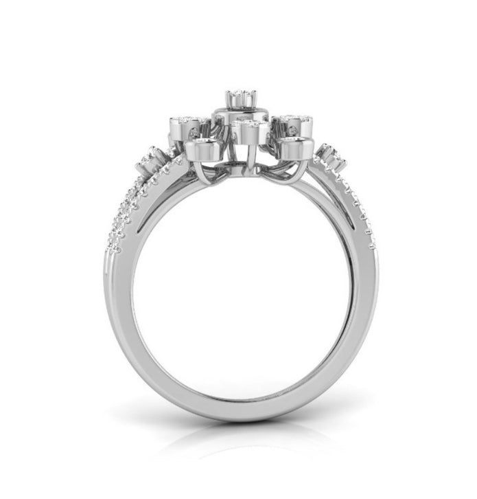 0.32Ct Floral Halo Cocktail Lab-Grown Diamond Gold Ring