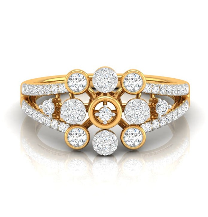 0.32Ct Floral Halo Cocktail Lab-Grown Diamond Gold Ring