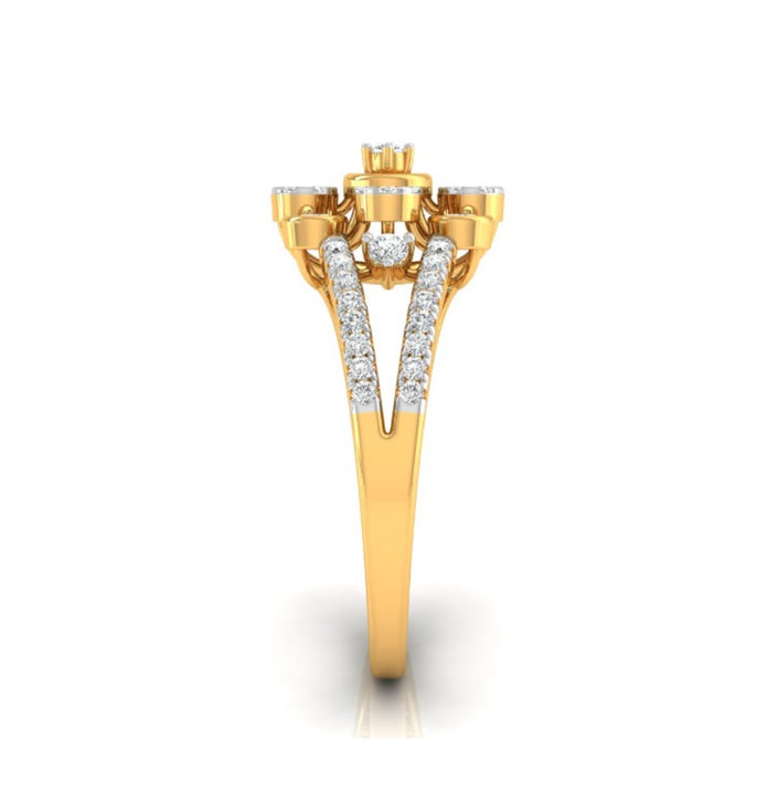 0.32Ct Floral Halo Cocktail Lab-Grown Diamond Gold Ring