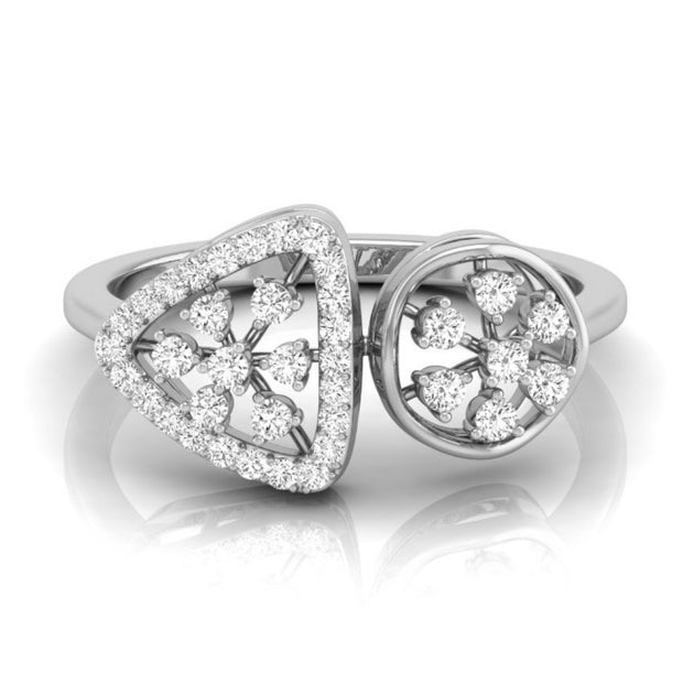 0.18Ct Floral Triangle Circle Lab-Grown Diamond Gold Ring
