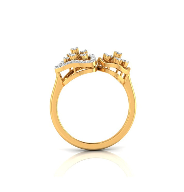 0.18Ct Floral Triangle Circle Lab-Grown Diamond Gold Ring
