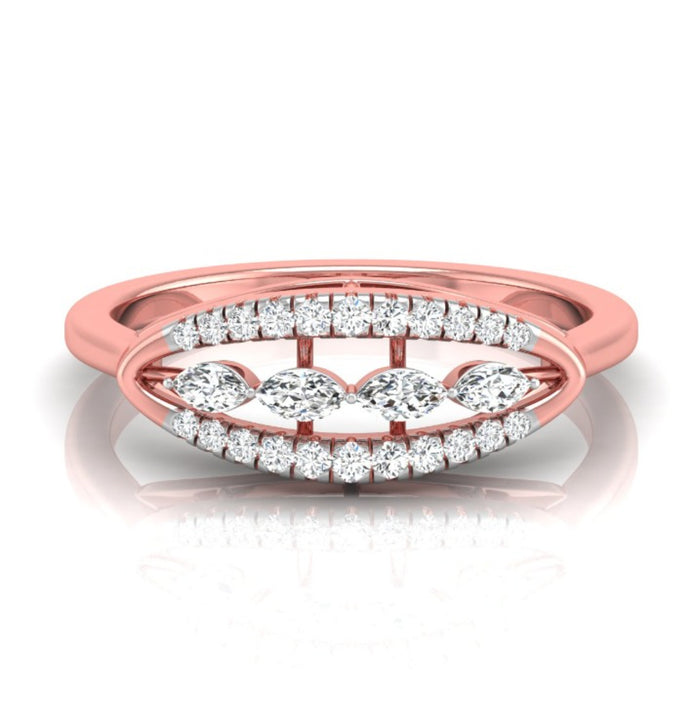 0.17Ct Four Marquise Cut Lab-Grown Diamond Gold Ring