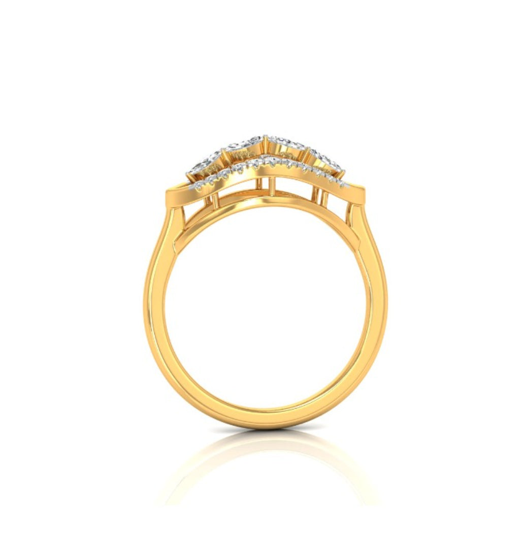 0.17Ct Four Marquise Cut Lab-Grown Diamond Gold Ring