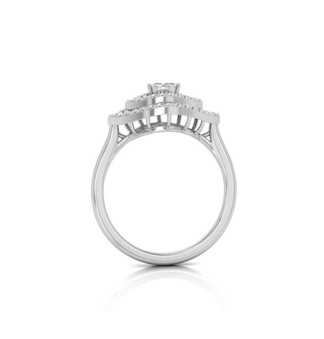 0.19Ct Marquise Cut Double Halo Lab-Grown Diamond Gold Ring