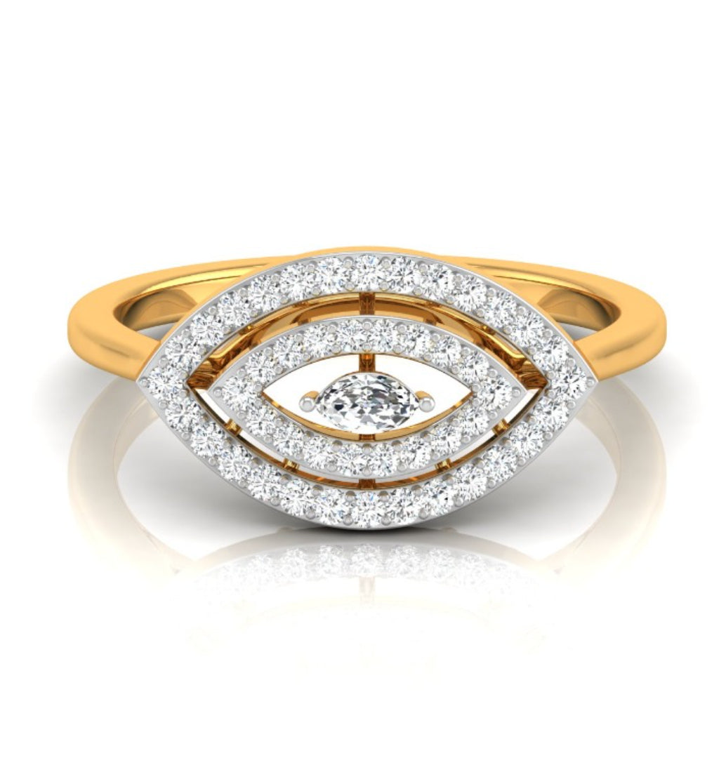 0.19Ct Marquise Cut Double Halo Lab-Grown Diamond Gold Ring