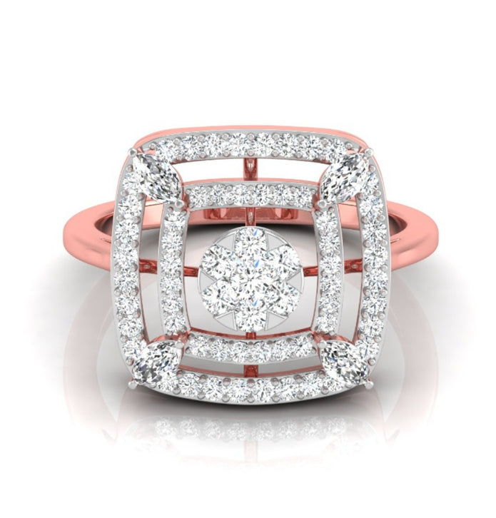 0.49Ct Cluster Double Halo Lab-Grown Diamond Gold Ring