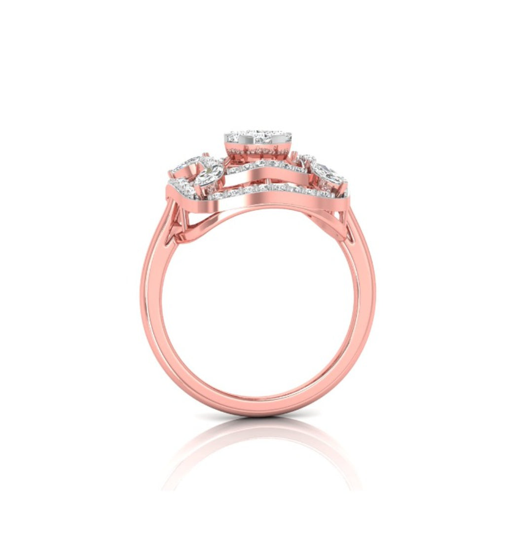 0.49Ct Cluster Double Halo Lab-Grown Diamond Gold Ring
