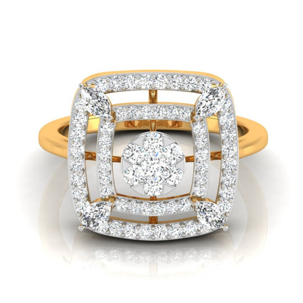 0.49Ct Cluster Double Halo Lab-Grown Diamond Gold Ring