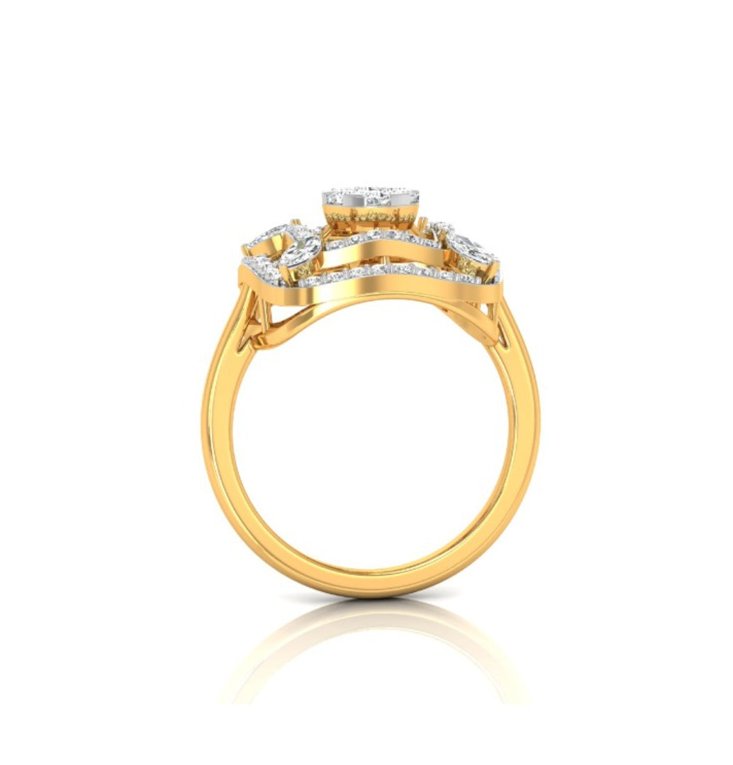 0.49Ct Cluster Double Halo Lab-Grown Diamond Gold Ring