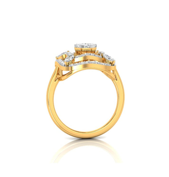 0.49Ct Cluster Double Halo Lab-Grown Diamond Gold Ring