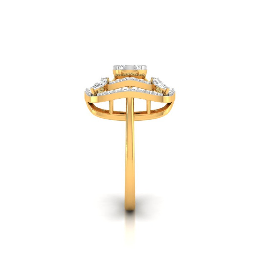 0.49Ct Cluster Double Halo Lab-Grown Diamond Gold Ring