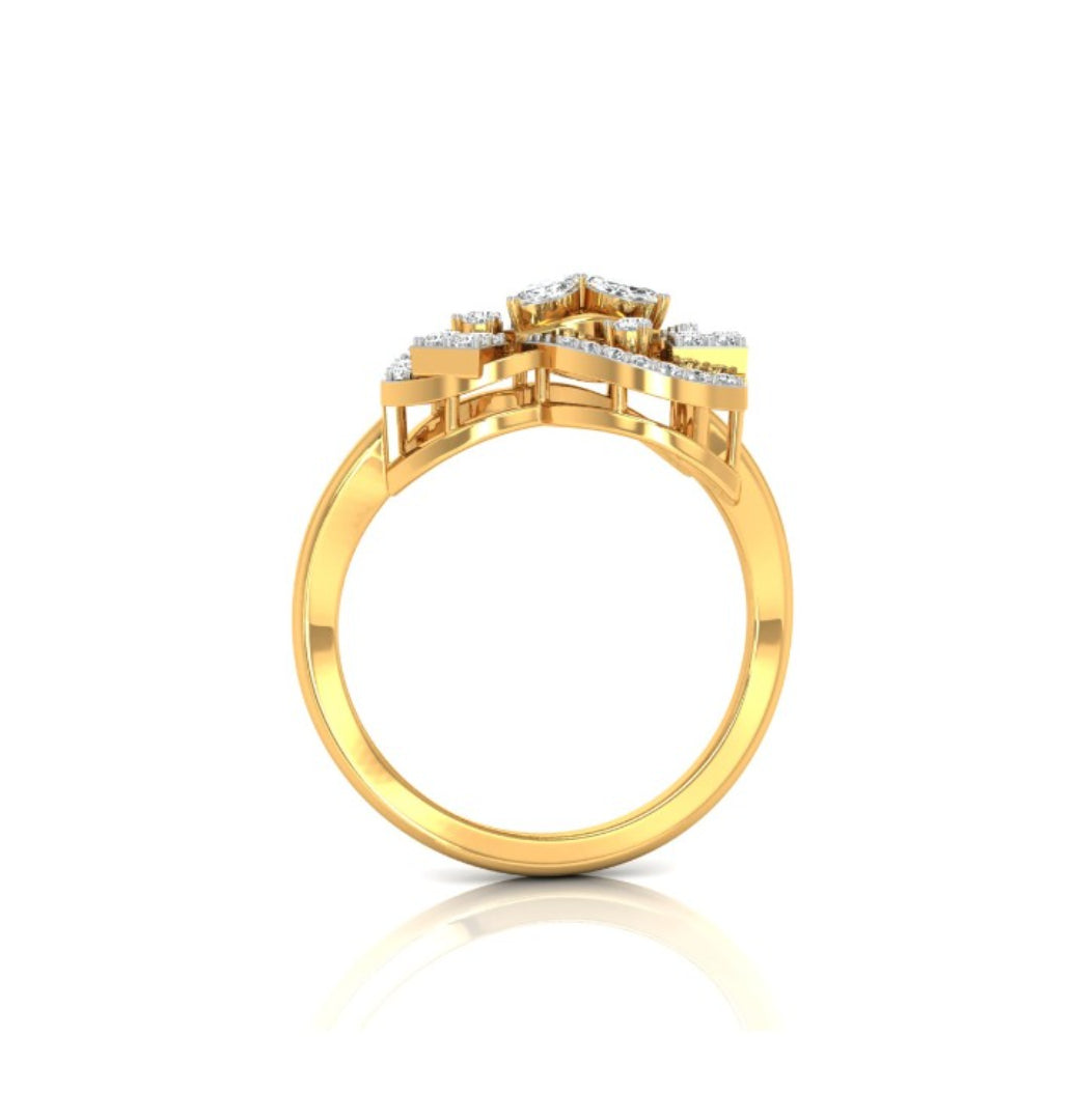 0.24Ct Floral Cocktail Lab-Grown Diamond Gold Ring