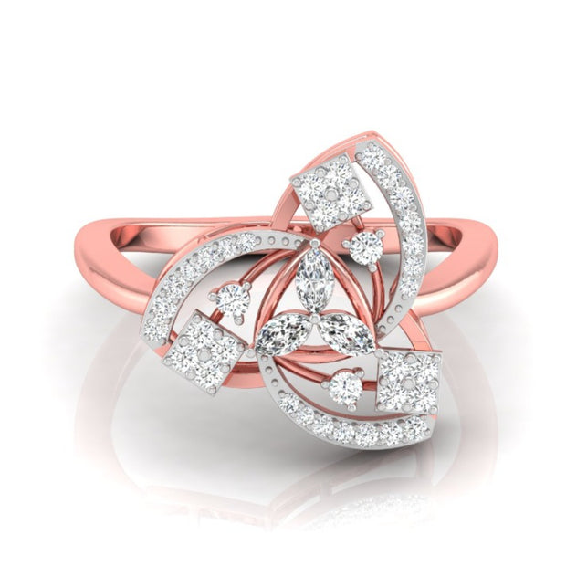 0.24Ct Floral Cocktail Lab-Grown Diamond Gold Ring