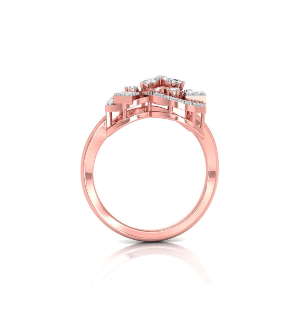 0.24Ct Floral Cocktail Lab-Grown Diamond Gold Ring