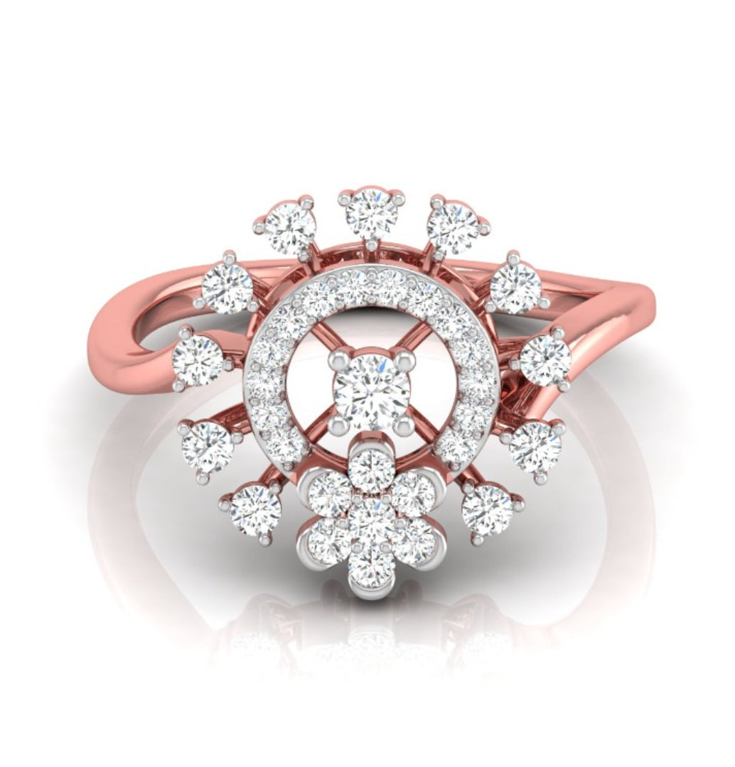 0.38Ct Halo Floral Cocktail Lab-Grown Diamond Gold Ring