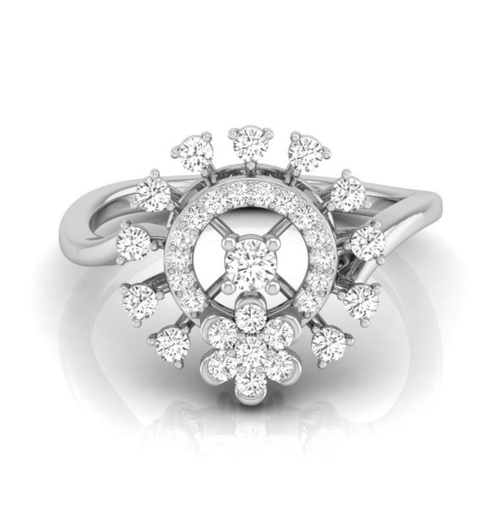 0.38Ct Halo Floral Cocktail Lab-Grown Diamond Gold Ring