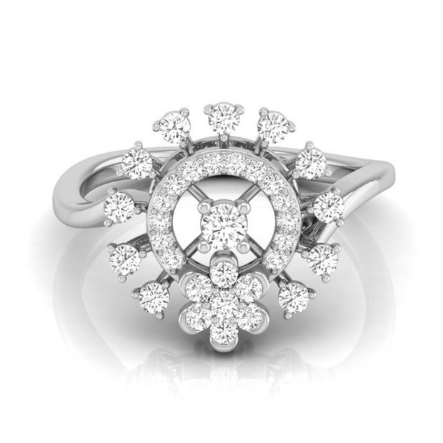 0.38Ct Halo Floral Cocktail Lab-Grown Diamond Gold Ring
