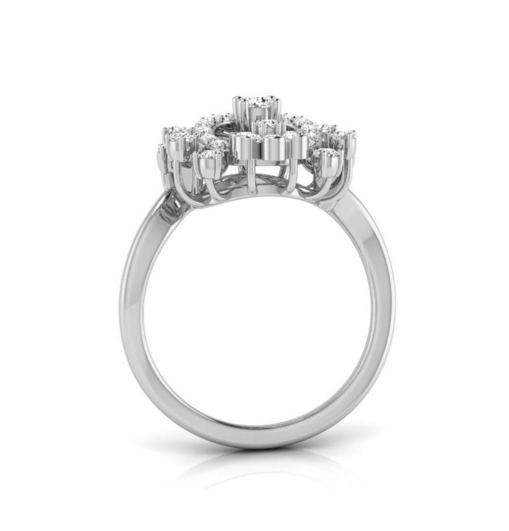 0.38Ct Halo Floral Cocktail Lab-Grown Diamond Gold Ring