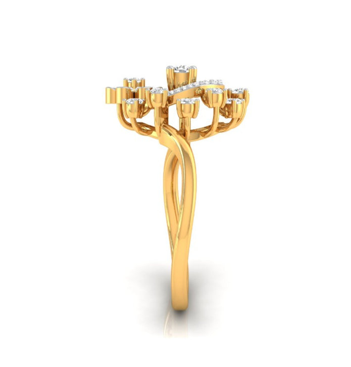 0.38Ct Halo Floral Cocktail Lab-Grown Diamond Gold Ring