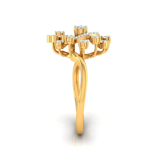 0.38Ct Halo Floral Cocktail Lab-Grown Diamond Gold Ring