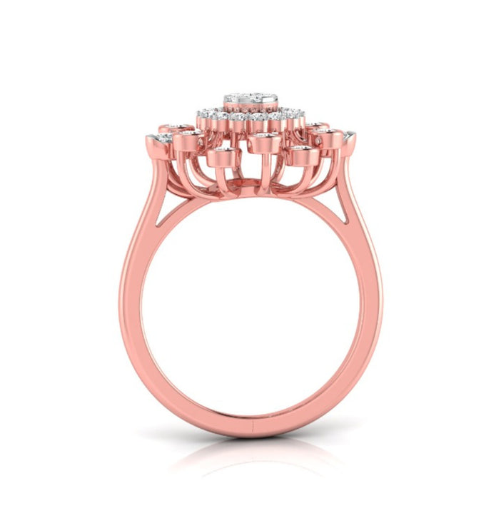 0.33Ct Sunburst Flower Design Lab-Grown Diamond Gold Ring