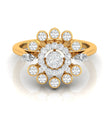 0.33Ct Sunburst Flower Design Lab-Grown Diamond Gold Ring