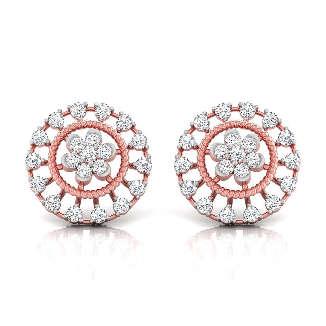 0.49Ct Flower Shape Round Lab-Grown Diamond Gold Stud Earrings