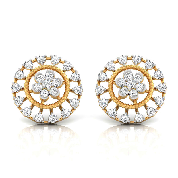 0.49Ct Flower Shape Round Lab-Grown Diamond Gold Stud Earrings