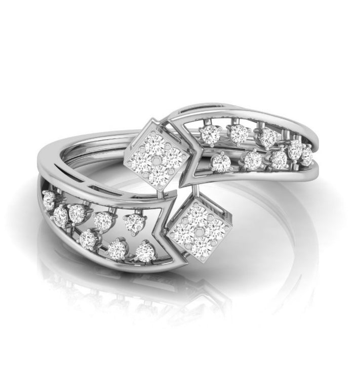 0.20Ct Round Cut Dual Square Shaped Lab-Grown Diamond Ring
