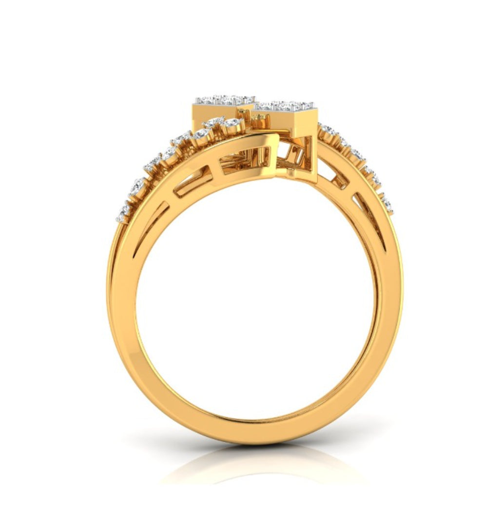 0.20Ct Round Cut Dual Square Shaped Lab-Grown Diamond Ring