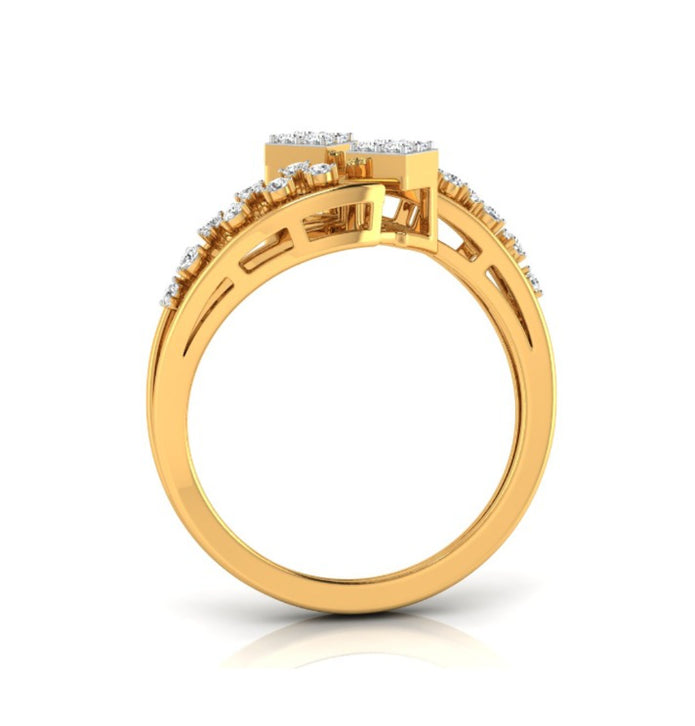 0.20Ct Round Cut Dual Square Shaped Lab-Grown Diamond Ring