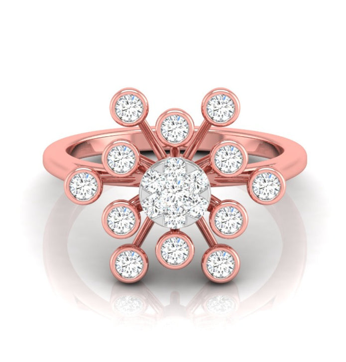 0.44Ct Starbrust Design Round Cut Lab-Grown Diamond Ring