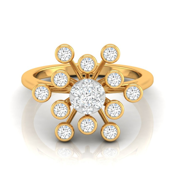 0.44Ct Starbrust Design Round Cut Lab-Grown Diamond Ring