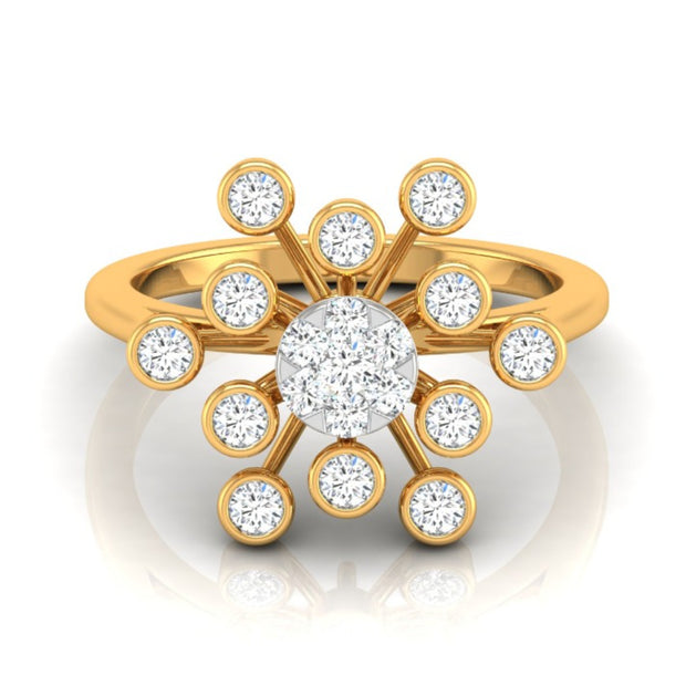 0.44Ct Starbrust Design Round Cut Lab-Grown Diamond Ring
