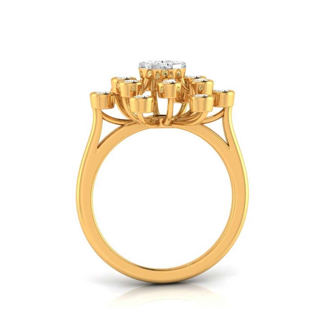 0.44Ct Starbrust Design Round Cut Lab-Grown Diamond Ring