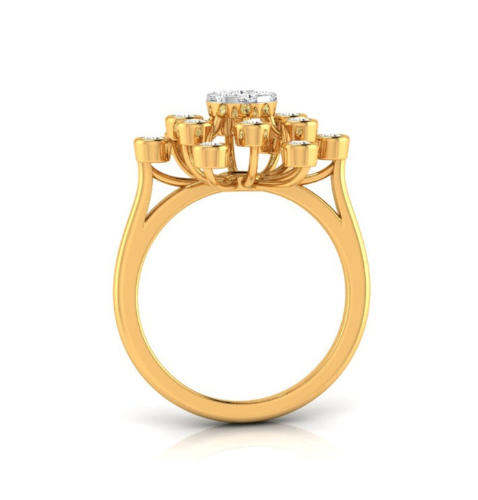 0.44Ct Starbrust Design Round Cut Lab-Grown Diamond Ring