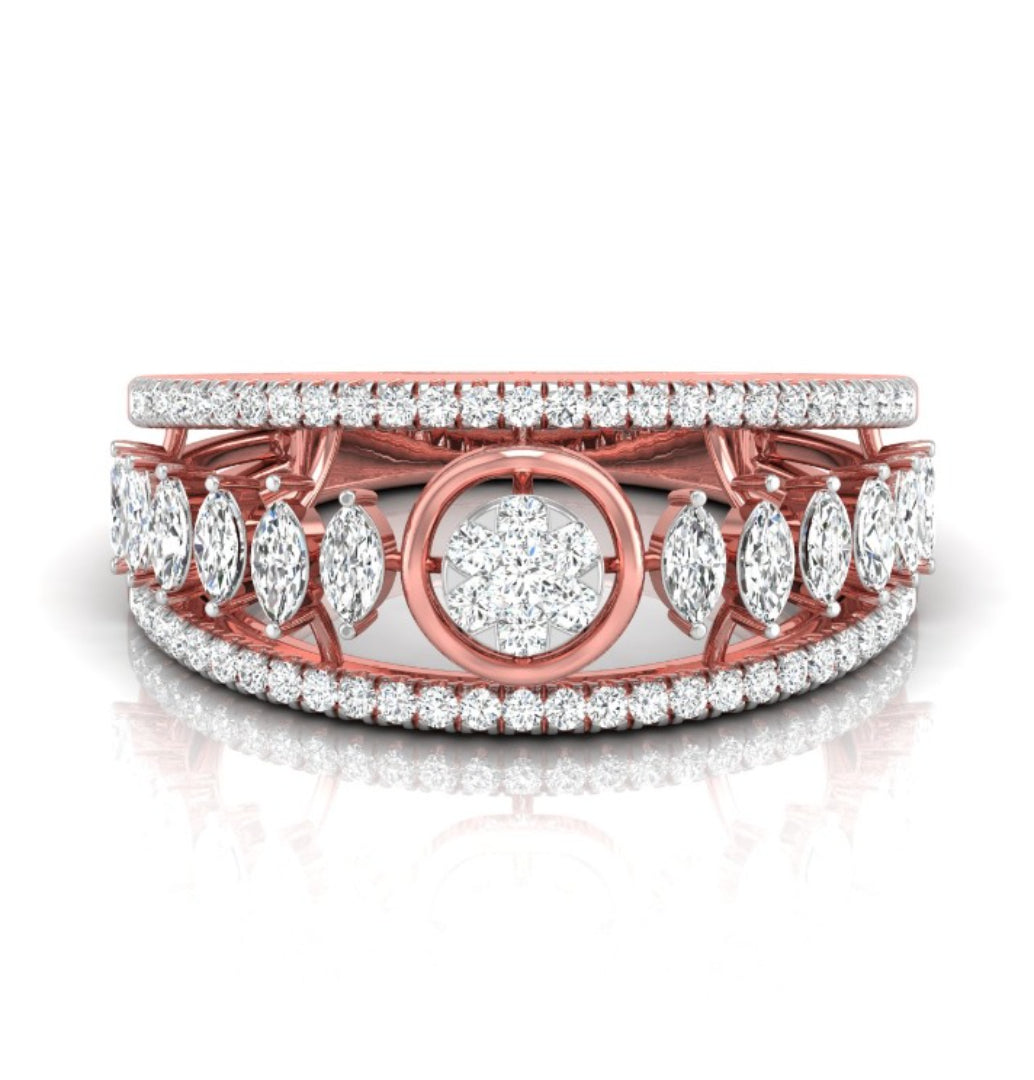 0.61Ct Round & Marquise Cut Lab-Grown Diamond Band