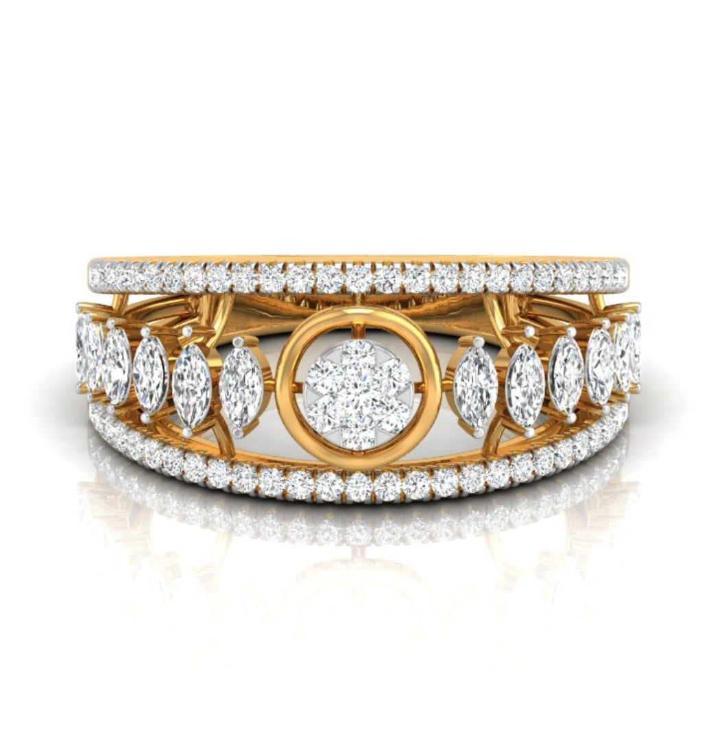 0.61Ct Round & Marquise Cut Lab-Grown Diamond Band
