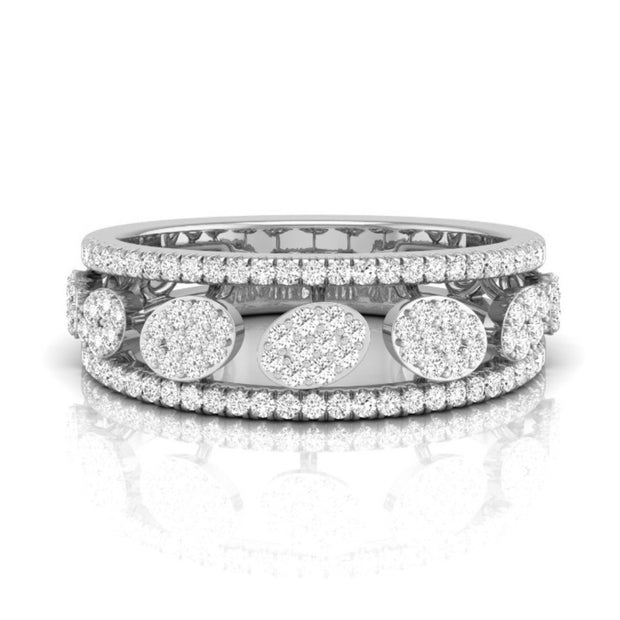 0.35Ct Oval Shape Round Cut Cluster Lab-Grown Diamond Band