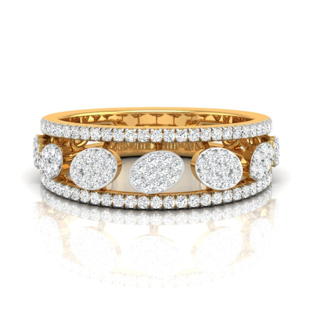0.35Ct Oval Shape Round Cut Cluster Lab-Grown Diamond Band