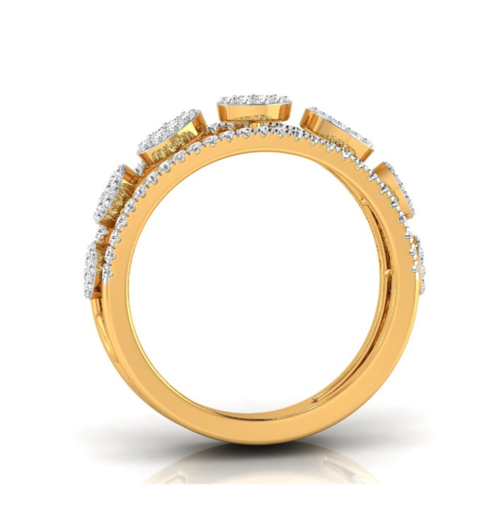 0.35Ct Oval Shape Round Cut Cluster Lab-Grown Diamond Band
